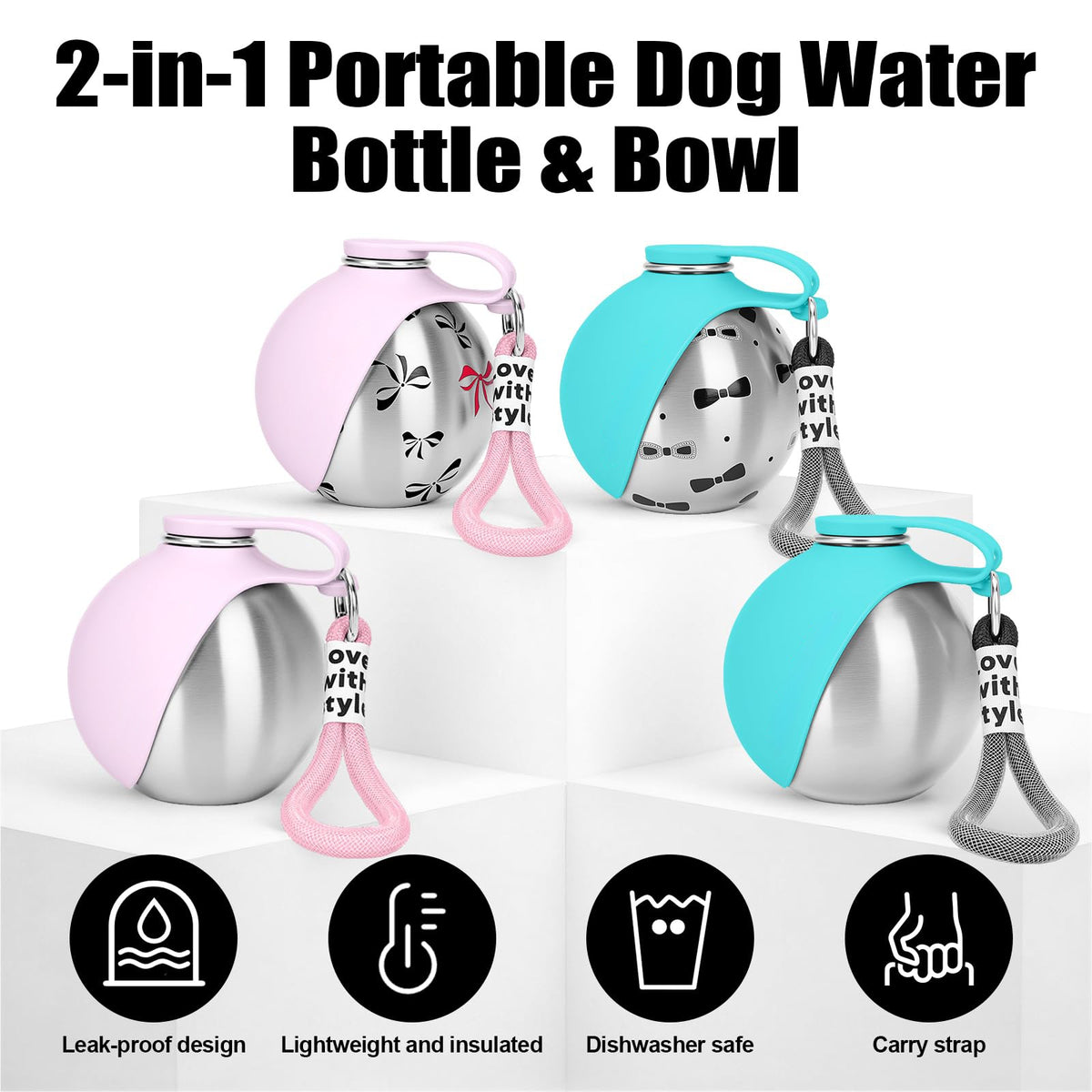 Stainless Steel Dog Water Bottle for Every Adventure