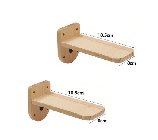 Wooden cat window perch with dimensions shown