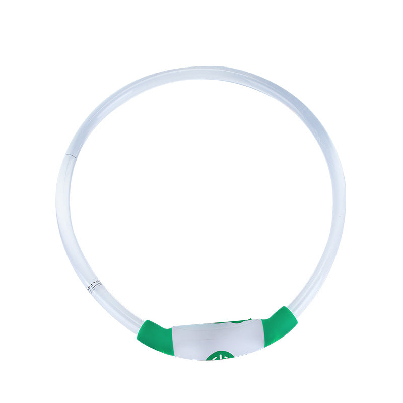 Green LED dog collar shown on a white background