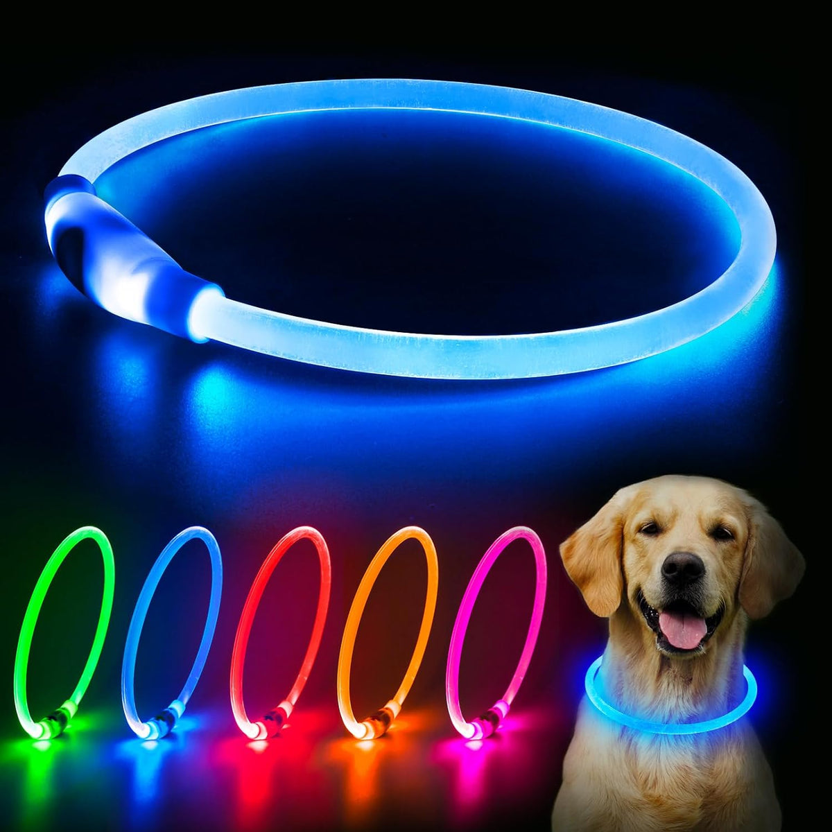 USB Rechargeable LED Dog Collar for Safer Night Walks