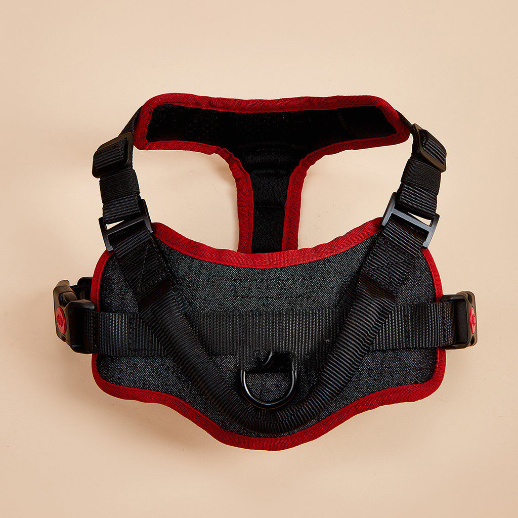 Black and red adjustable no-pull dog harness