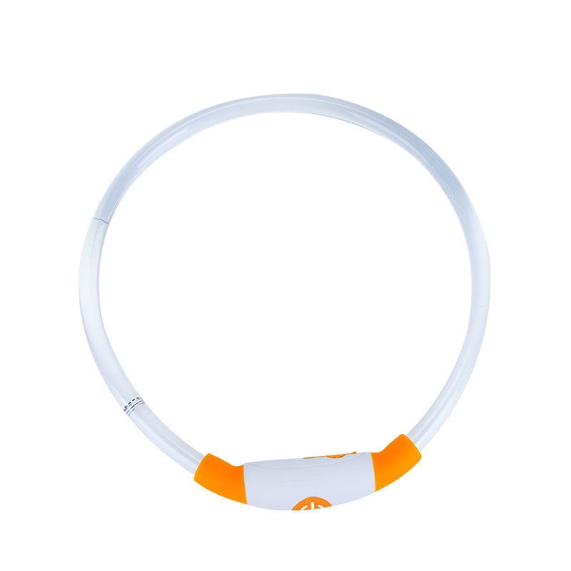 Orange LED dog collar shown on a white background