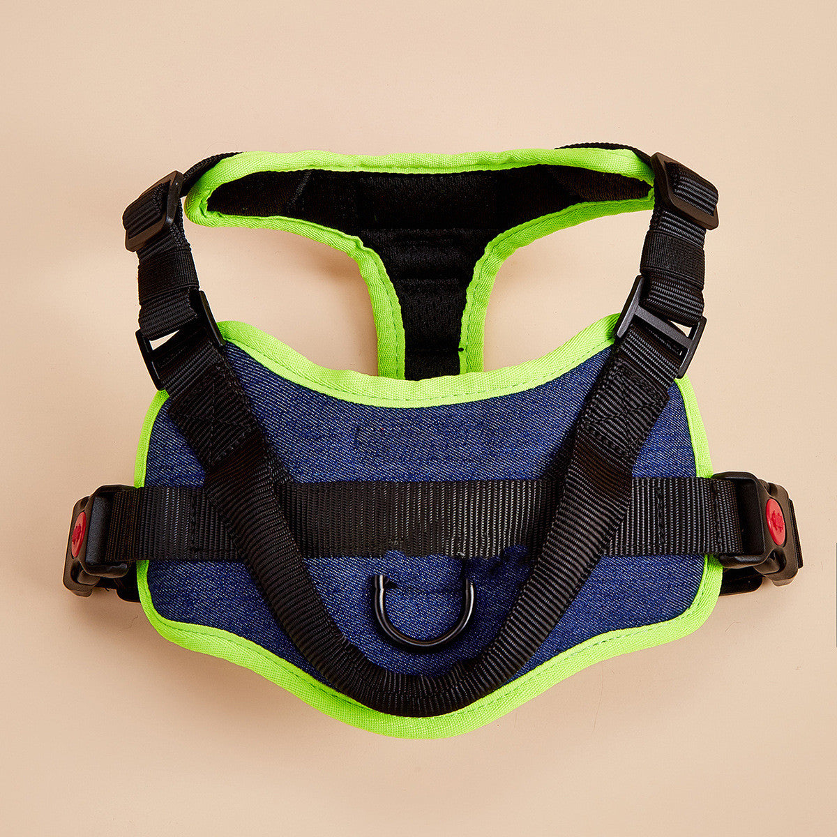 Blue and green adjustable no-pull dog harness